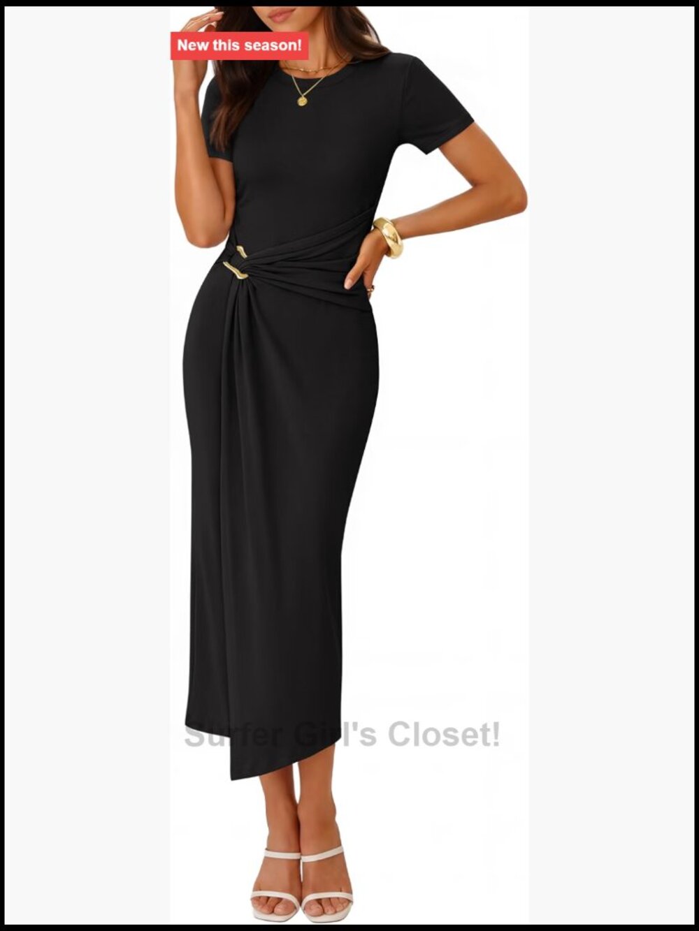 ZESICA Women's Short Sleeve Wrap Midi Dress Cocktail Bodycon